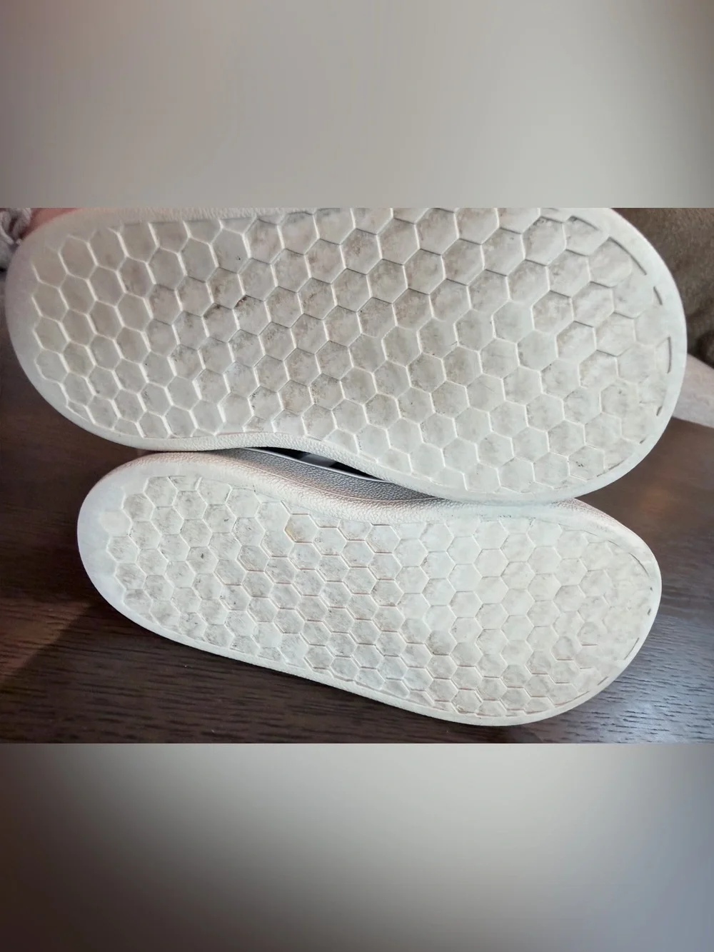 6K Adidas White and Black Kids Velcro Sneakers